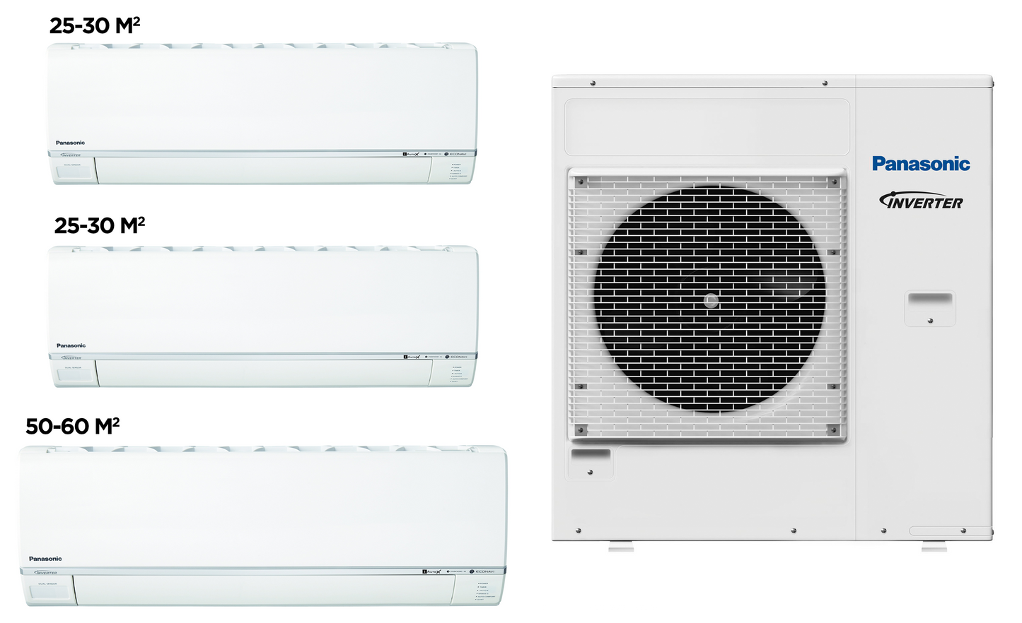 Panasonic Multi-Split System (1xCU-4E27PBD, 2xCS-E9RKDW, 1xCS-E18RKDW) (110-120 m2, Inverter)