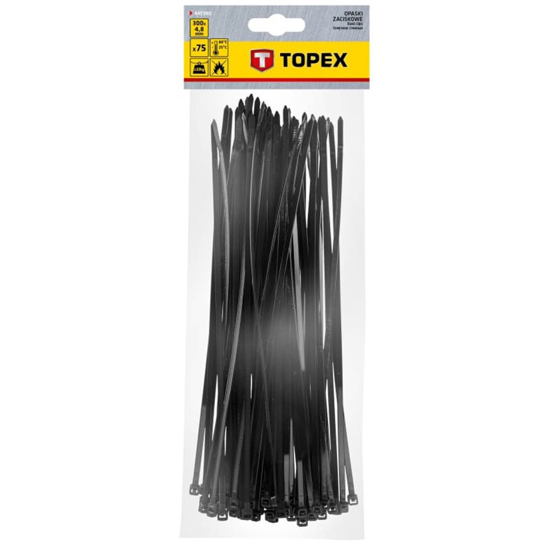 პლასტმასის ხამუთი TOP TOOLS 44E980 (4.8X300, 75PCS)