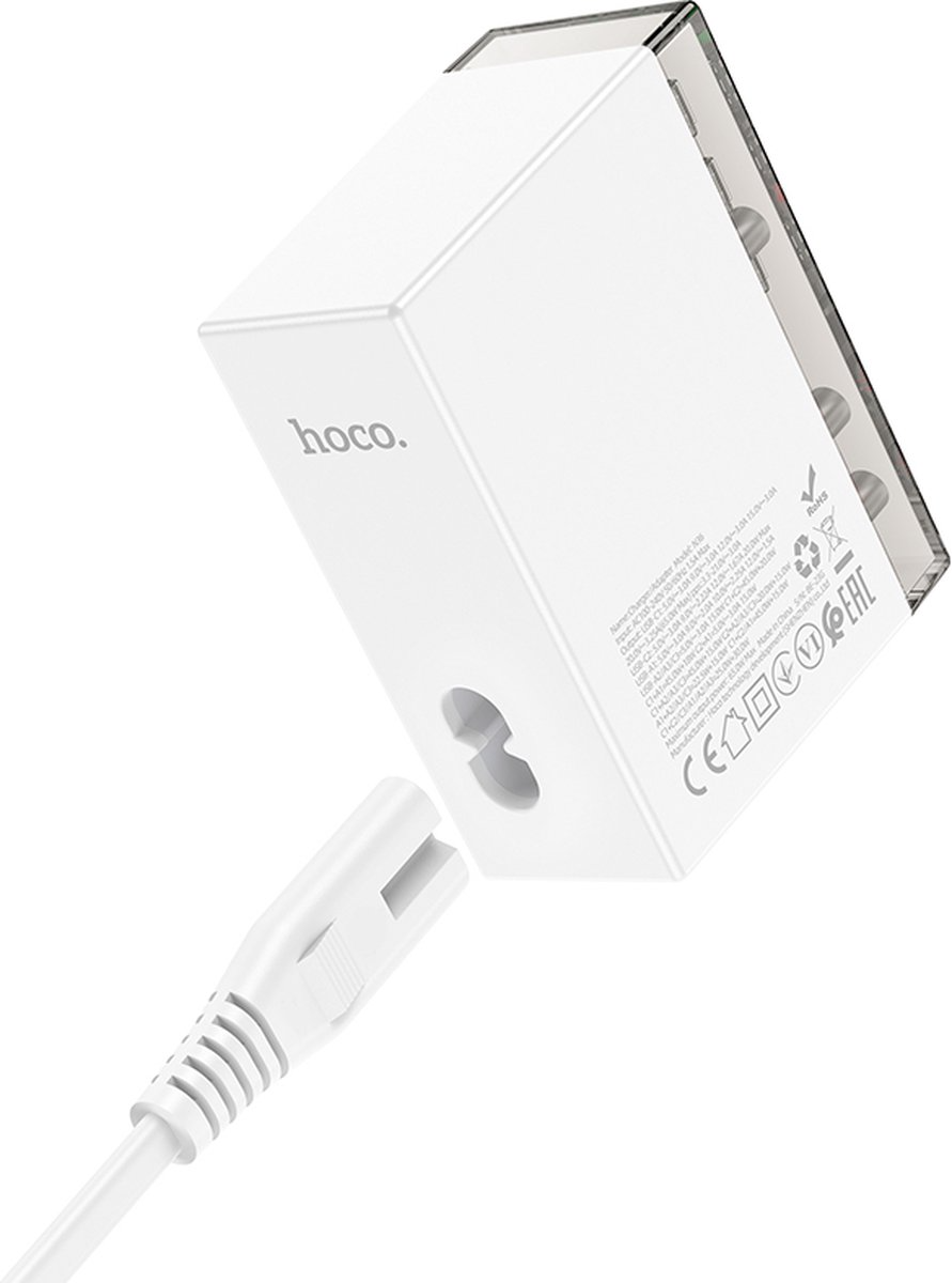 Hoco N36 Fuerza 65W Fast Charger with 6 Ports 3 x USB-A 3 x USB-C - White