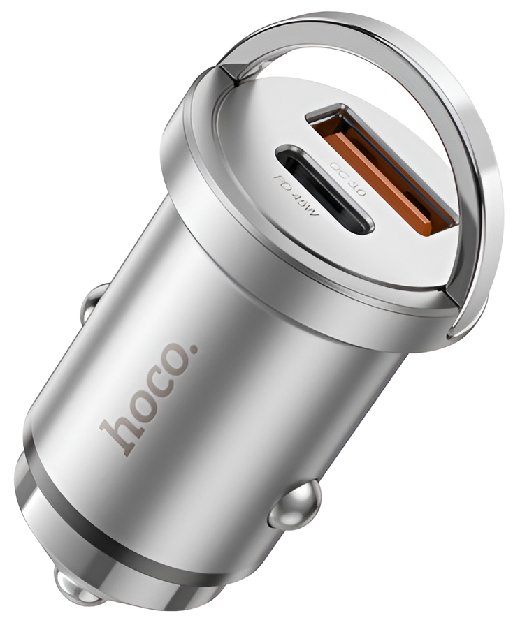 Hoco NZ10 Handy PD45W + QC3.0 Dual Port Car Charger - Silver