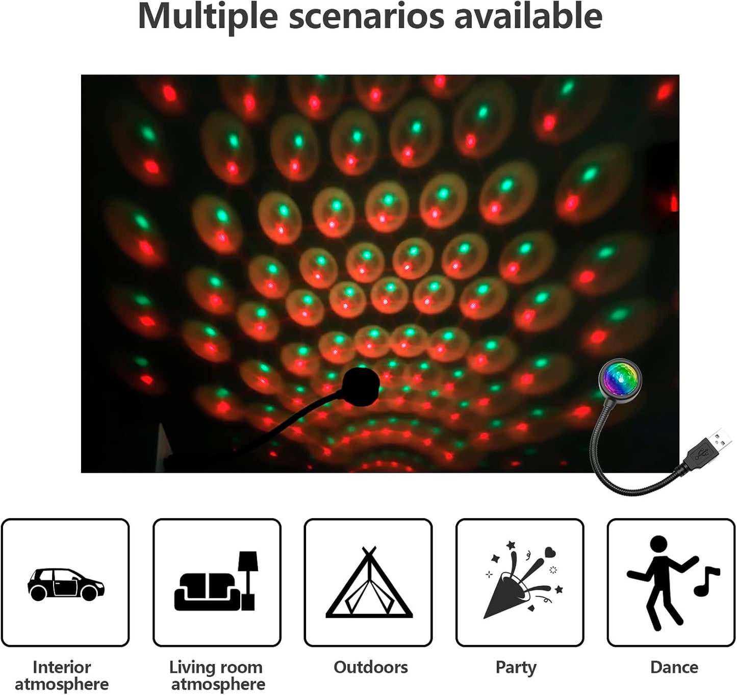 USB მუსიკალური პროექტორი LED განათებით