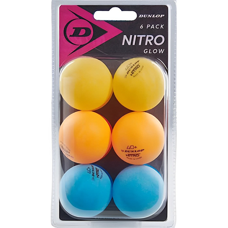 მაგიდის ტენისის ბურთების ნაკრები DUNLOP 40+ NITRO GLOW 6 BALL BOX (6 ც)