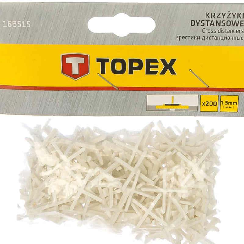 ფილების დასაგები პლასტიკური ჯვრები TOPEX 16B530 (3 MM, 150ც)