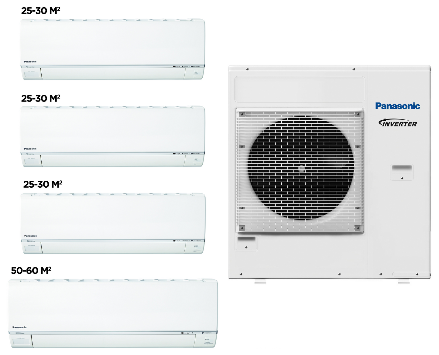 Panasonic Multi-Split System (1xCU-5E34PBD, 3xCS-E9RKDW, 1xCS-E18RKDW) (150-160 m2, Inverter)