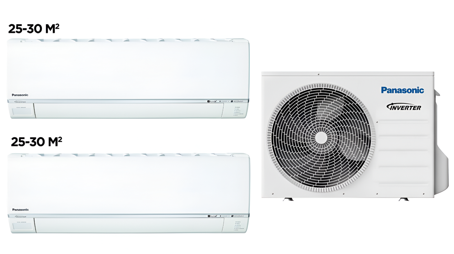 Panasonic Multi-Split System (1xCU-2E18PBD, 2xCS-E9RKDW) (50-60 m2, Inverter)