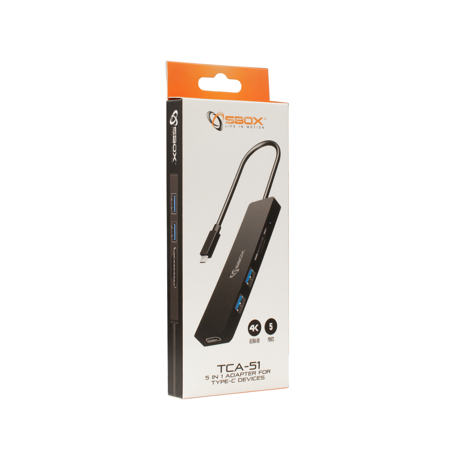 SBOX TCA-51 USB TYPE-C to HDMI/USB-3.0/SD+TF - Black