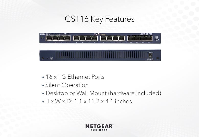 Netgear GS116 Gigabit 16-port Unmanaged Switch