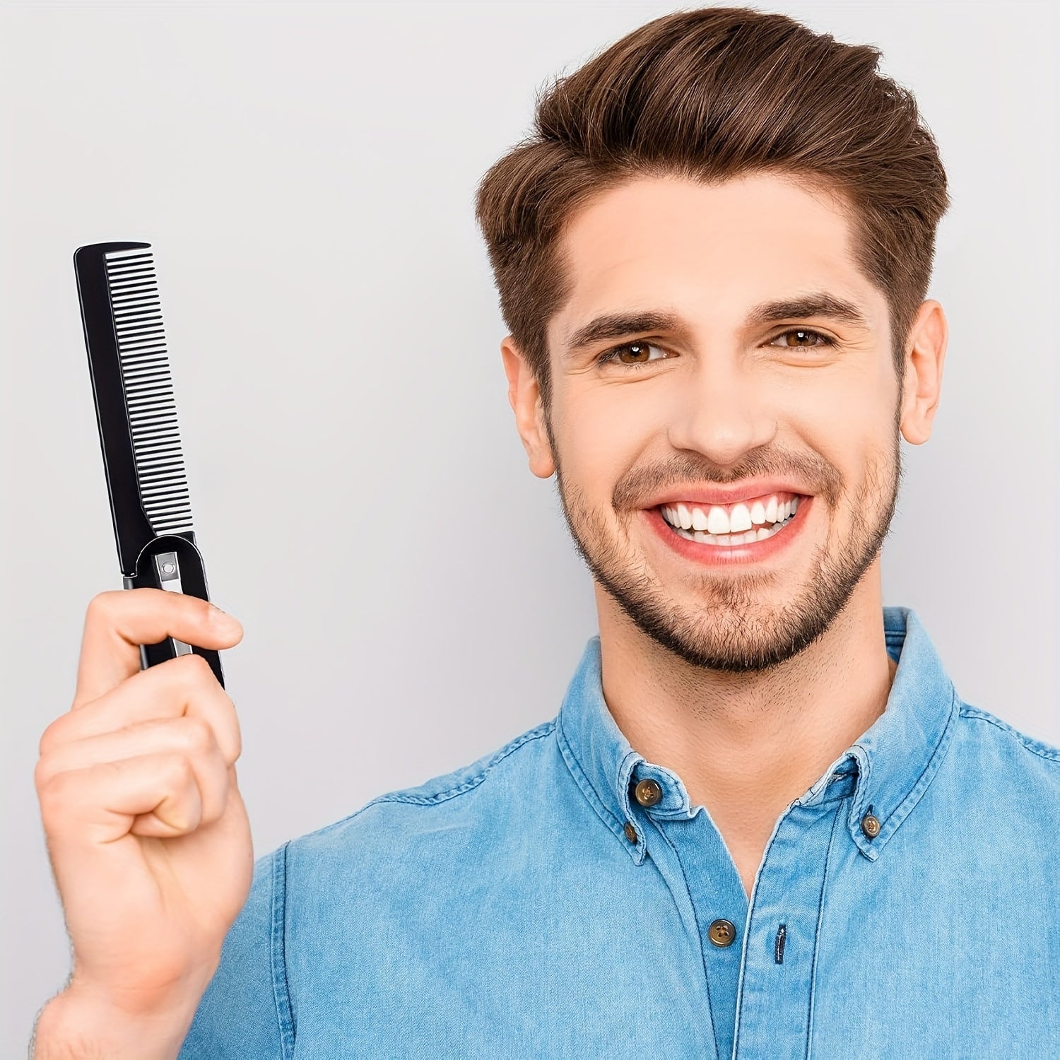 2-1ში  პორტატული სავარცხელი და ჯაგრისი , წვერისთვის და თმისთვის