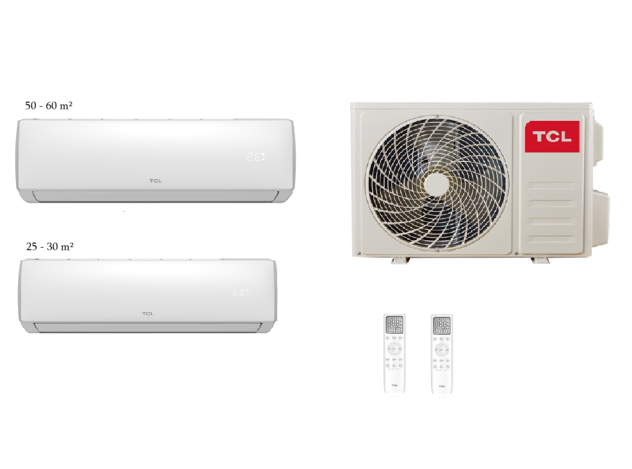 MULTI SPLIT TCL FMA-18I2HD/DVO OUTDOOR + FMA-09CHSD/XA73I(INDOOR) + FMA-18CHSD/XA73I(INDOOR) 70-90 M2