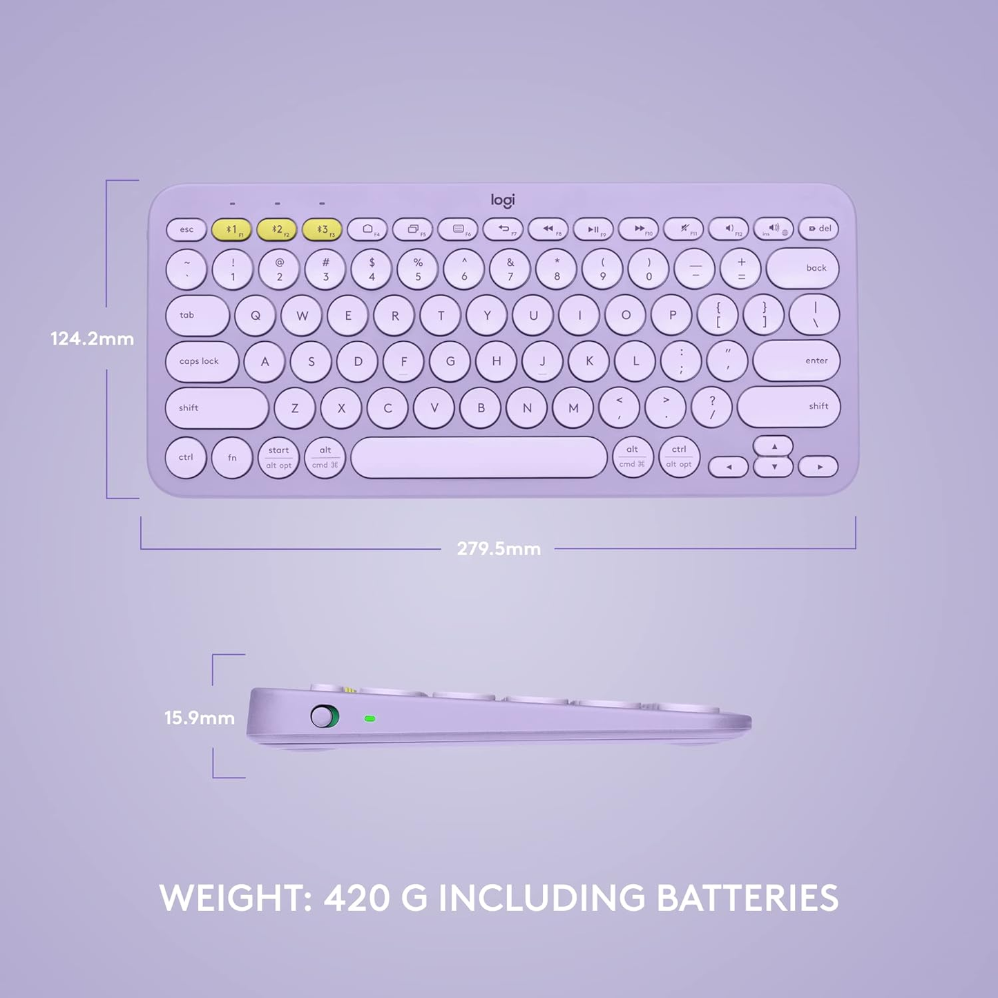 Logitech K380 Wireless Keyboard - Lavender lemonade (L920-011166)