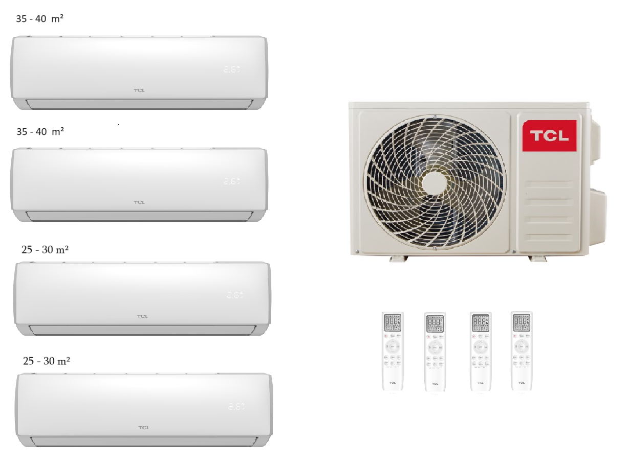 MULTI SPLIT TCL FMA-32I4HD/DVO OUTDOOR + FMA-09CHSD/XA73I(INDOOR) (2pc) + FMA-12CHSD/XA73I(INDOOR) (2pc) 130-160 M2