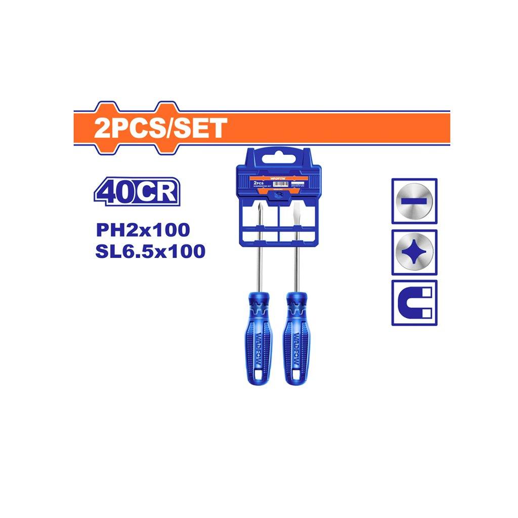სახრახნისების 2-იანი კომპლექტი (6.5X100მმ, PH2X100მმ) (WSS2302) WADFOW - ბიგმარტი
