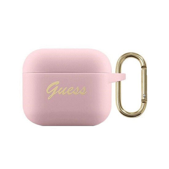 ყურსასმენის აქსესუარი Guess Silicone Printed Script Logo With Ring Case Airpods 3 GUA3SSSI - ბიგმარტი