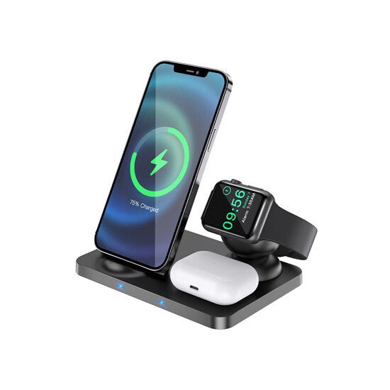 უკაბელო დამტენი Hoco CW33 Ultra-Charge 3-in-1 Vertical Wireless Fast Charger CW33 - ბიგმარტი