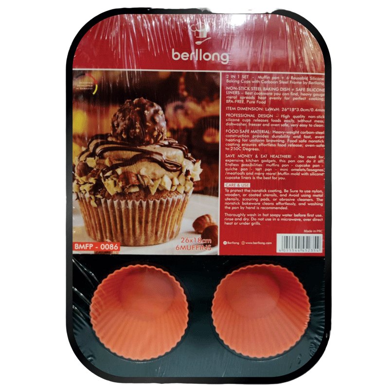 საცხობი ფორმა BERLLONG BMFP-0086 MUFFIN PAN (6 ცალი) - ბიგმარტი