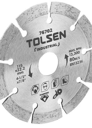 TOLSEN TOL443-76705 მეტლახის საჭრელი დისკი ჩაჭრილი 180X22.2mm